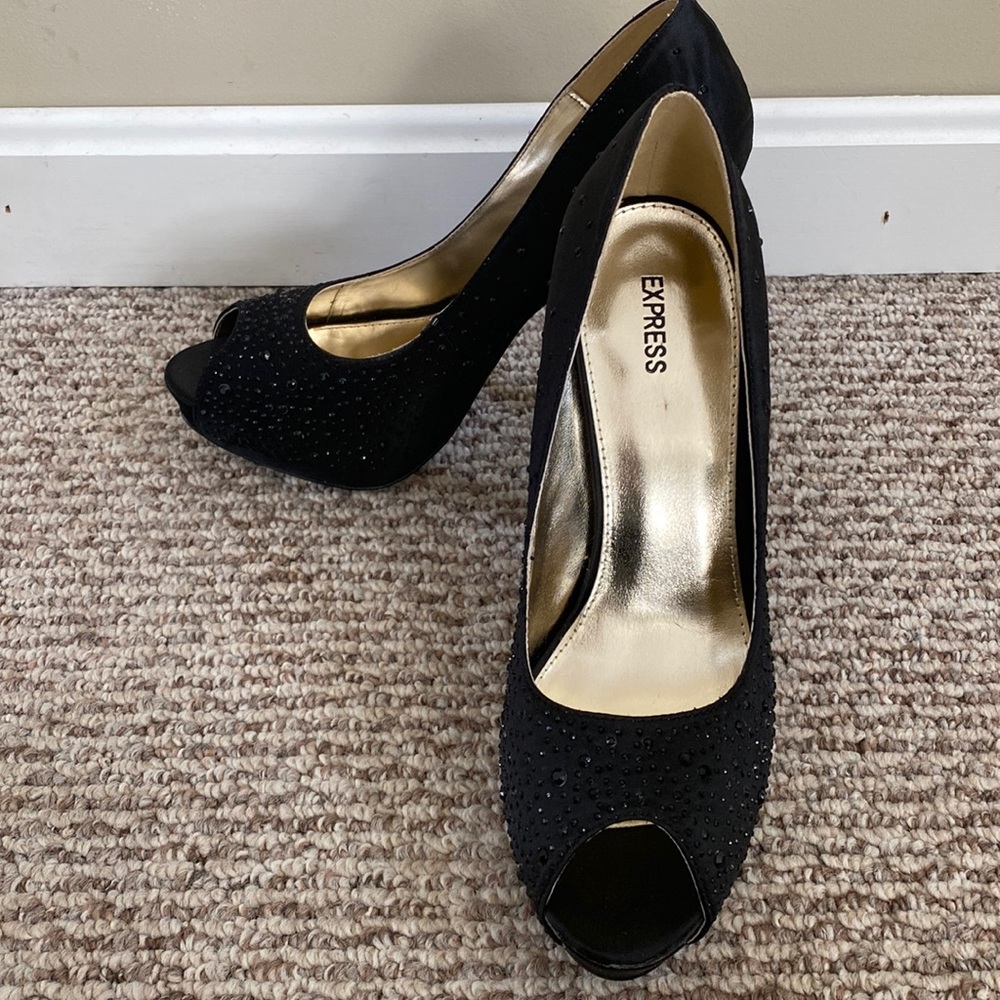 Black Satin Express 4 inch High Heel